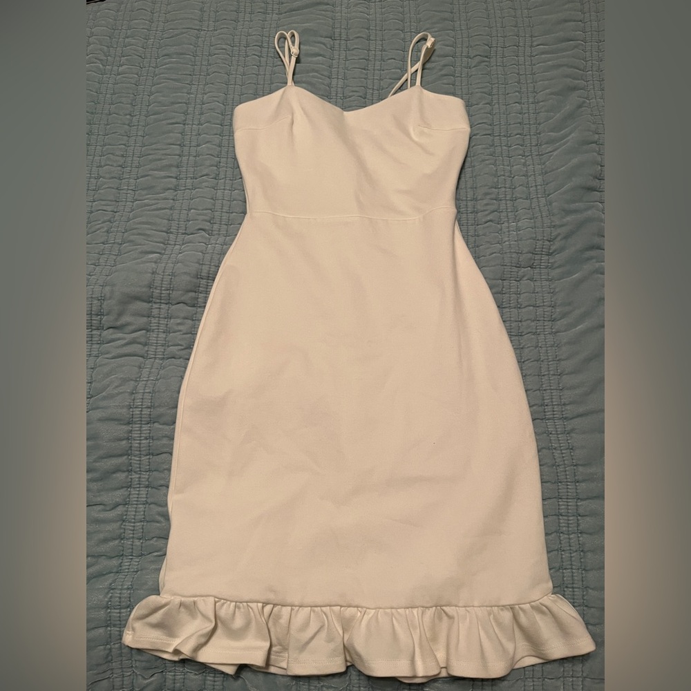 Lulu's Cream Ruffle Hem Mini Dress